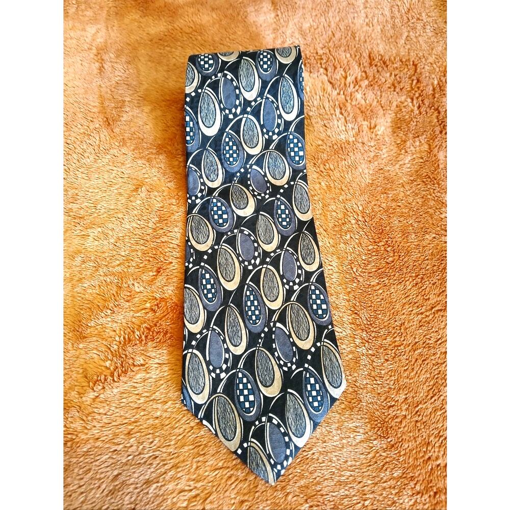 Vintage Evan-Picone Dark Swirls 100% Silk Tie